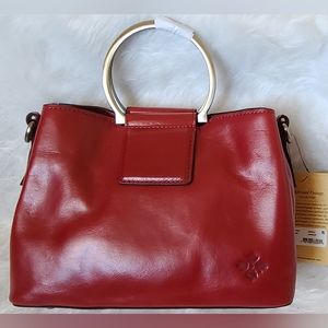 PATRICIA Nash Leather Satchel with Shoulder Strap Empoli Scarlet.